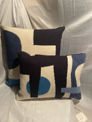 2 fragmentos de almohadas de plumón Jonathan Adler Rio 100 % lana telar de mano retirado nuevo con etiquetas  Foto 1 de 4