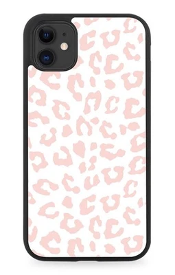 White and Baby Pink Leopard Print Spots Rubber Phone Case Skin Pattern F120 - Image 1 of 2