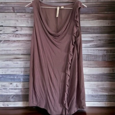 Regata Feminina New York & Company Ameixa Babado Frente Sem Mangas Tamanho M Excelente Estado Usado! - Imagem 1 de 4