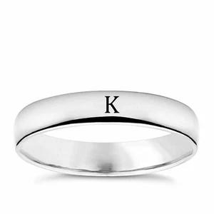 Solid Sterling Silver 925 4mm Initial Personalised D-shaped Wedding band - Picture 1 of 1
