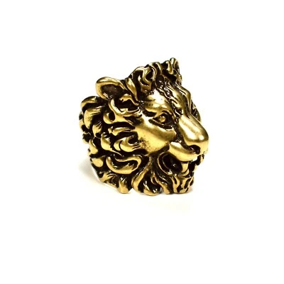 NWT $390 GUCCI Matte Vintage Gold Lion Ring Anger Forest 19 IT 9.5 US AUTHENTIC - Image 1 of 4
