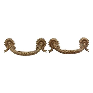 Pair of Antique 3.5 in. Brass Swag Bridge Drawer Pulls - Picture 1 of 5