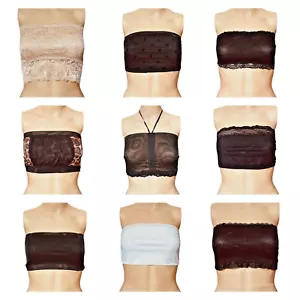 Women's Strapless Bandeau Tube Top One size Choose style - Picture 1 of 29