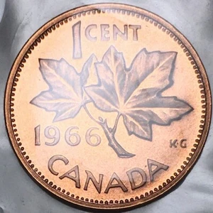 1966 Canada 1 Cent Coin - Proof-Like (PL) in Mint Cello KM#59 - CA01C66 - Picture 1 of 5