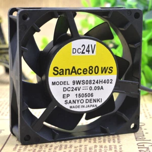 SANYO 9WS0824H402 8CM 8025 24V 0.09A Quiet Waterproof Double Ball Cooling Fan - Picture 1 of 5