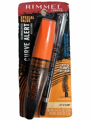 Rimmel ScandalEyes Mascara Eyeliner Combo Curve Alert Big Curved Brush 001 BLACK - Image 1 of 4