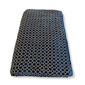 $2585 Anke Drechsel Blue Gold Silk Velvet Embroidered Bed Coverlet Blanket Quilt - Picture 1 of 4