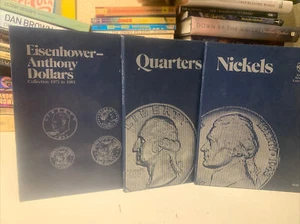 Whitman Coin Folder Lot Of 3 Folders Quarters Nickels Eisenhower Anthony Dollars - Picture 1 of 3