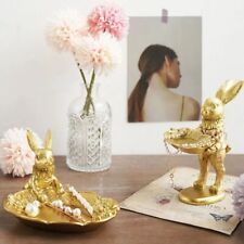 Jewelry Display Rack Bunny Tray Holder Rabbit Sculpture Miniature Ornaments