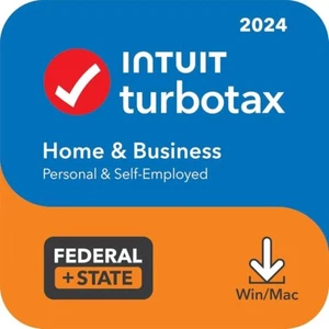 TurboTax Home & Bus 2024 Tax Software Fed & State Tax Win & Mac-Product Key Card - Afbeelding 1 van 1
