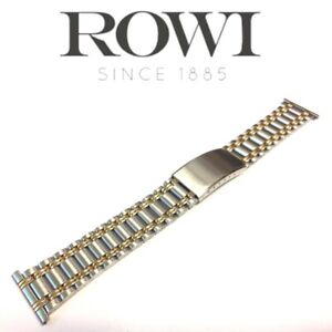 24mm ROWI 304124 TWO-TONE STAINLESS STEEL/GOLD PLATED LINK BRACELET WATCH BAND