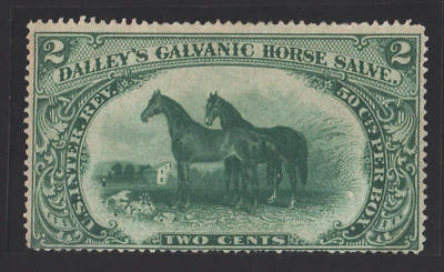 RS73a Dalley's Galvanic Horse Salve Medicine Proprietary Revenue 2c Green Old - Image 1 of 3