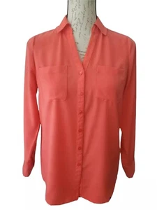 Talbots Bluse Nantucket koralle Knopfleiste SP V-Ausschnitt Riegelärmel - Bild 1 von 7