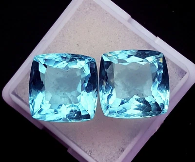 Cojín de piedras preciosas sueltas azul aguamarina corte 10 a 12 quilates par certificado RA01 Foto 1 de 4