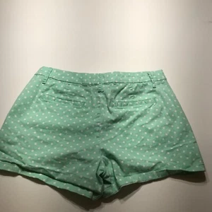 Elle Shorts Womens Size 8 Green Polka Dot Chino Stretch Walking Casual Summer - Picture 1 of 14