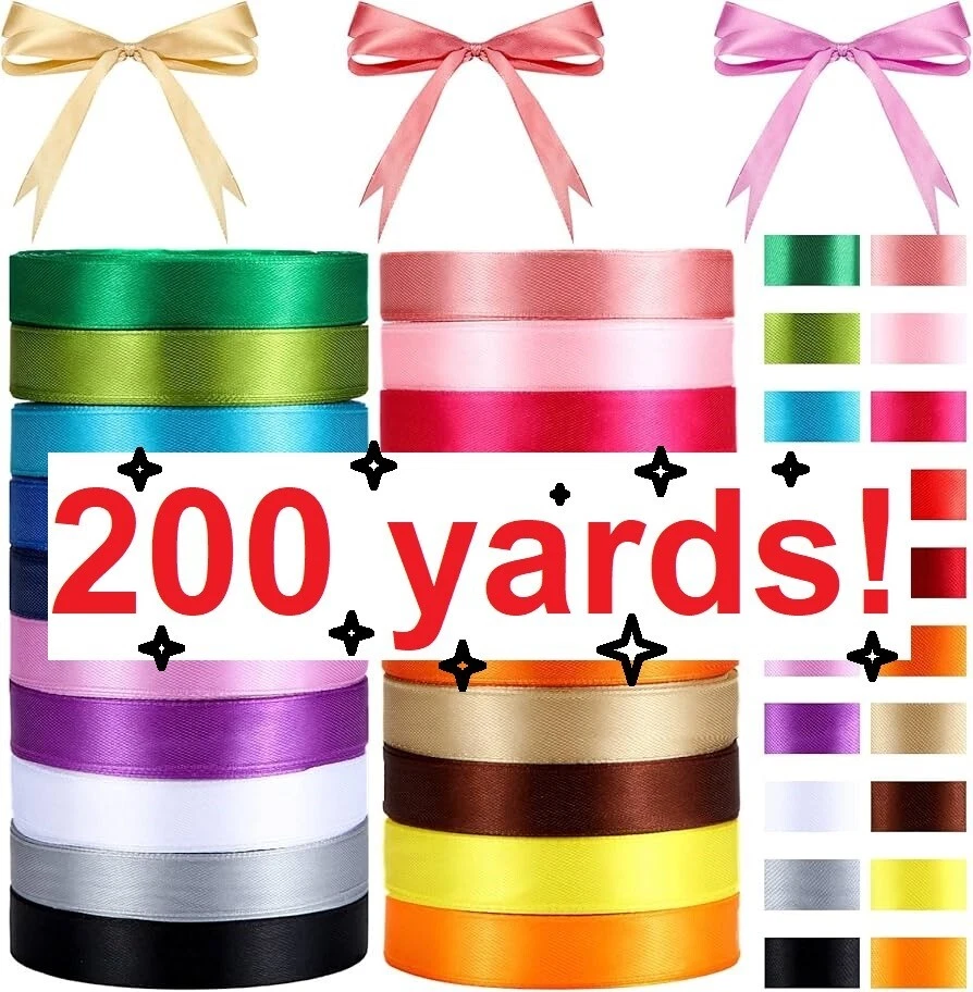 Satin Ribbon 3/4 inches (18mm) 200 yard roll red blue green yellow gray pink - Image 1 of 4