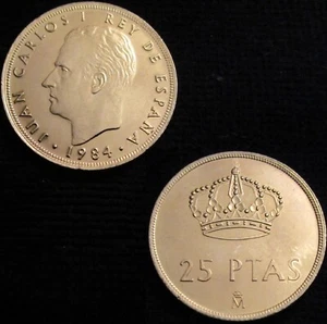 *GUTSE* J. CARLOS I-3, 25 PESETAS 1984, BRILLO ORIGINAL, SIN CIRCULAR. - Foto 1 di 1
