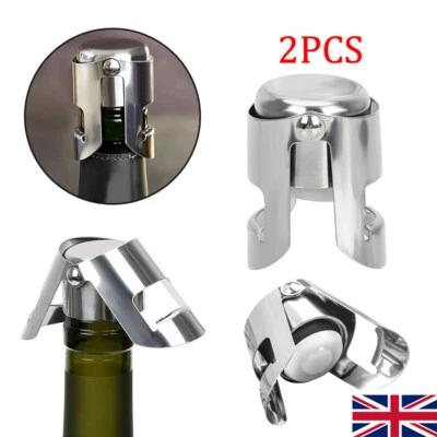 2X Stainless Steel Sparkling Prosecco Bottle Sealer Saver Wine Champagne Stopper