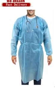 Vestido de aislamiento desechable impermeable 20GSM tejido puño y corbatas de cintura tatuaje dental - Imagen 1 de 2