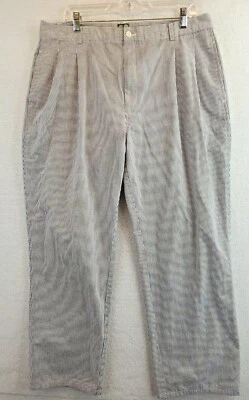 Pantalones informales plisados a rayas azules etiqueta verde Izod vintage para hombre 38 x 30 Foto 1 de 4