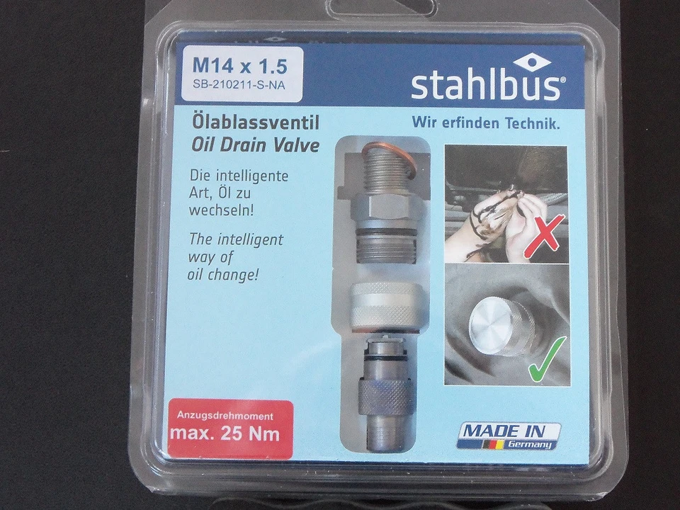 Stahlbus Ölablassschraube mit Ventil M14x1.5x12 Komplettset mit 40cm Schlauch - Bild 1 von 1