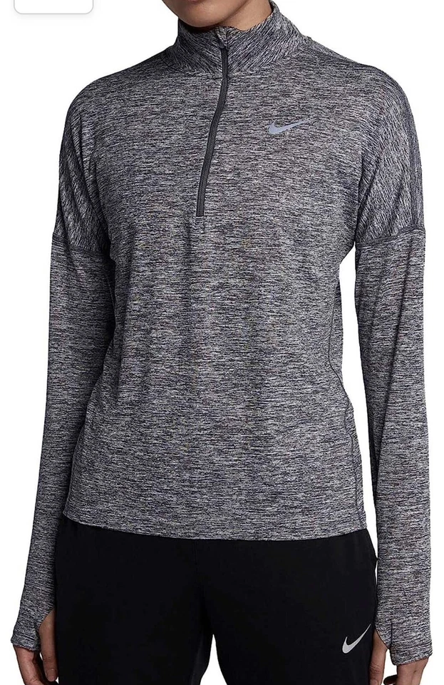 Nike Running Dri Fit Element Quarter 1/4 Zip Carbon Heather CU0349-056 Womens S