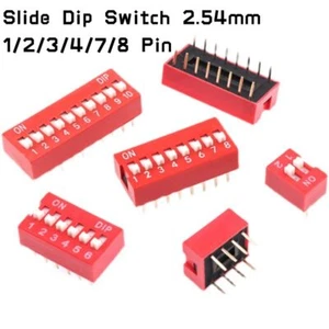 Slide Dip Switch Module 2.54mm DIL SPST 1/2/3/4/7/8 Pin PCB Toggle Snap Switche - Picture 1 of 13