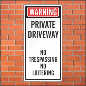 Private Driveway - No Trespassing No Loitering Sign - 12 x 24 Aluminum Sign - Picture 1 of 1