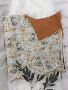 Babydecke Tierbabys Löwe Zebra Elefant Waffelpique 70 x 70 cm Sommerdecke - Bild 1 von 2