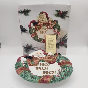 Fitz & Floyd Essentials Santa Wreath Christmas Canape Cookie Plate w/ Box – 2001 - Picture 1 of 20