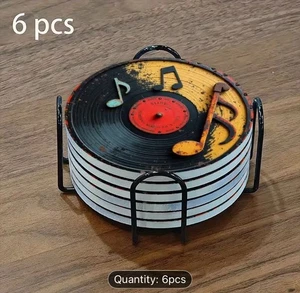 Colorido LP Record Drink Posavasos Set de seis - Imagen 1 de 6