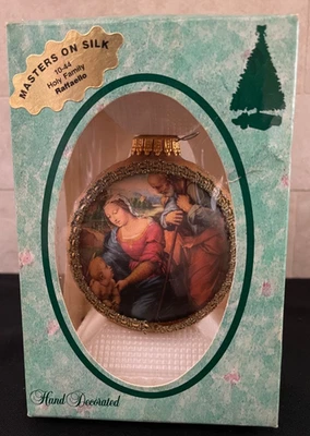 Vintage Christmas by Krebs Masters on Silk Holy Family Raffaello 10-44 Ornament Foto 1 de 4