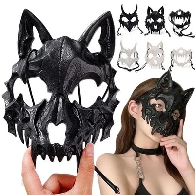 Dragon Skeleton Half Face Mask Scary Cosplay Halloween Party Costume Prop - Image 1 of 4