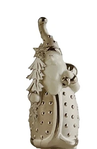 Pier 1 Figura Navidad Pere Noel Ceremic Santa con Árbol Plata En Caja De Colección - Imagen 1 de 8