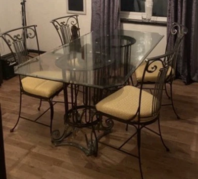 Beautiful Handmade Design Dining Table with 4 Chairs Set - Image 1 of 2