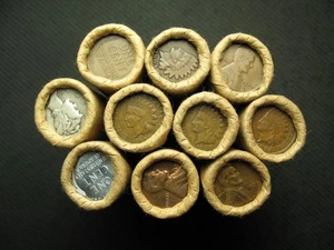 🔥10 LINCOLN WHEAT CENT PENNY ROLLS "500 COINS" OLD OREGON ESTATE HORDE🔥LOT 5A - Picture 1 of 12