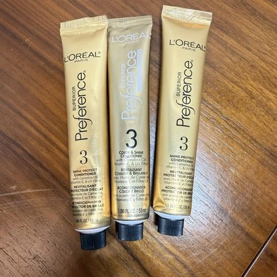 3 Tubes L'Oreal Hair Care Superior Preference  Shine Protect Conditioner Tubes - Image 1 of 2