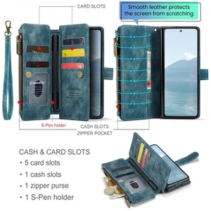 Funda tipo billetera de cuero tipo folio con soporte magnético S para Galaxy Z plegable 7/6 - Imagen 1 de 36