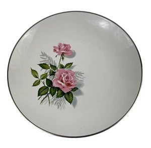Taylor Smith Taylor Summer Rose Platinum Bread Plates 6.5 Inch - Picture 1 of 7