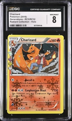 CGC 8 Charizard 2016 Generations RC5/RC32 Radiant Collection Holo Pokemon Card - Image 1 of 2