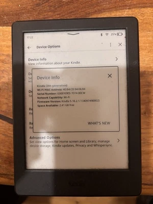 Amazon Kindle (8th Generation), Wi-Fi, 6in - Black - Image 1 of 3