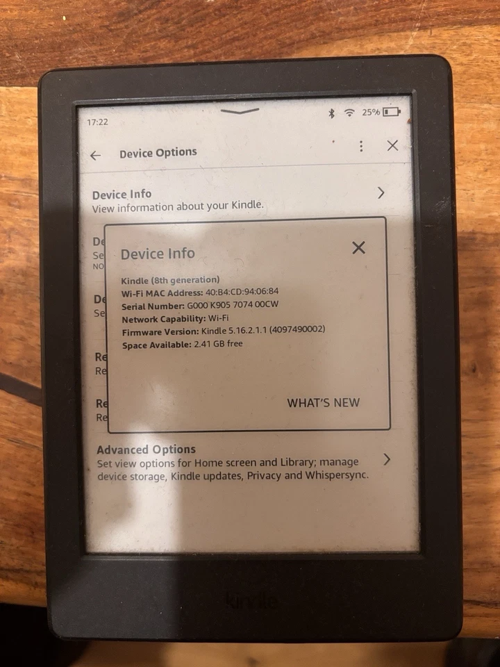 Amazon Kindle (8th Generation), Wi-Fi, 6in - Black - Image 1 of 3