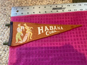 Vintage Habana (Havana) Cuba Souvenir Felt BANNER Pennant DANCERS - Fast Shipper - Picture 1 of 4