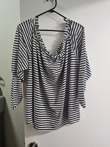 Women's ed.it.ed Off The Shoulder Striped Tie Sleeve Blouse. Size 24 - Picture 1 of 7