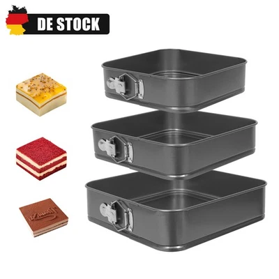 3er Set eckig Backformen Springformen Kuchenformen Blechformen Ø24/26/28 cm grau - Bild 1 von 4