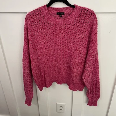 Women’s Rag & Bone Edie Open Stitch Sweater-Medium-Pink Multicolor-Round Neck - Image 1 of 4