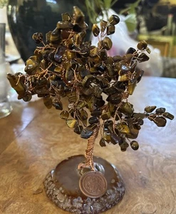 Karma And Luck Tiger’s Eye Courage, Grounding Gem Stone Tree- Feng Shui Tree - Picture 1 of 4