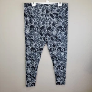Dren Designs Skulls And Flowers Poly Spandex Ankle Leggings Extended Plus Size - Picture 1 of 6