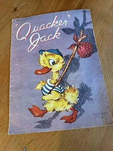 Vintage 1949 Large Linen Illustrated Children's Picture Book Quacker Jack #1125 - Picture 1 of 8