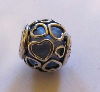 Genuine Pandora Encased In Love Opalescent Blue Hearts Charm ALE 925 #792036NBS - Image 1 of 3